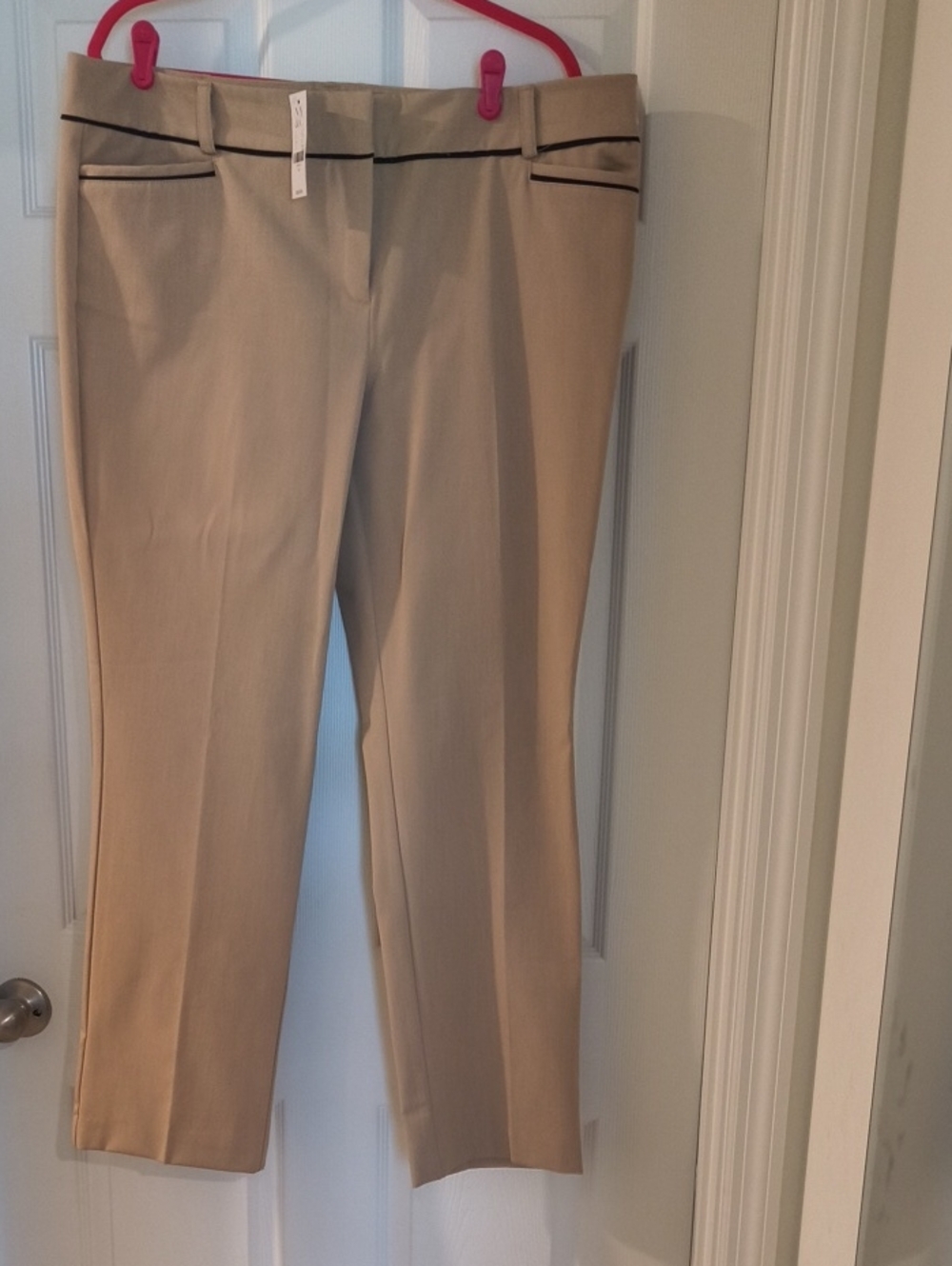 New York & Company Beige Dress Pants with Black Piping